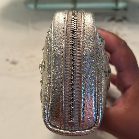 EUC Jimmy Choo Star Studded Clutch- silver metallic leather - Picture 6 of 8